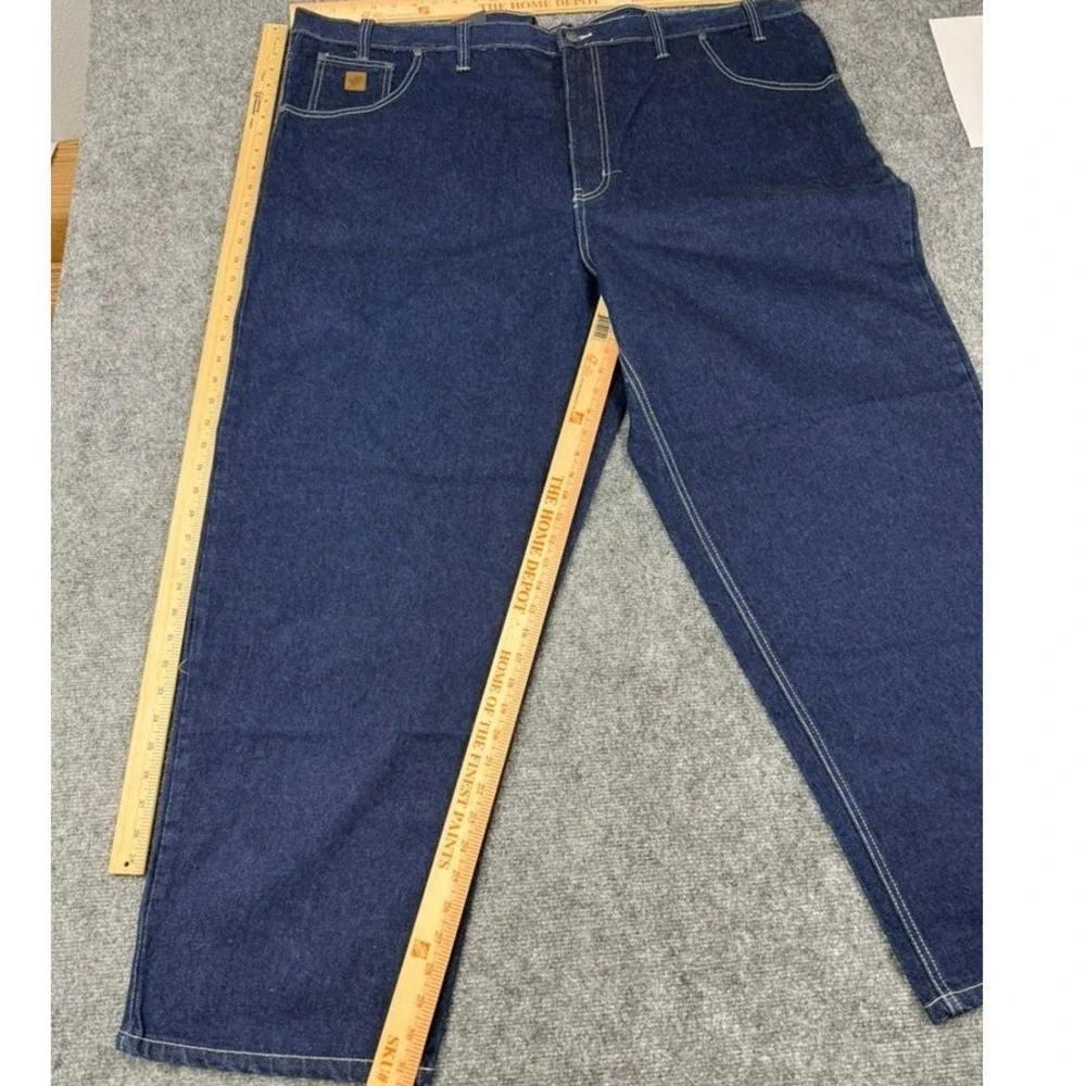 VTG Tuff Mens Workwear Denim Jeans Dark Wash Contrast Stitch 52M NWT